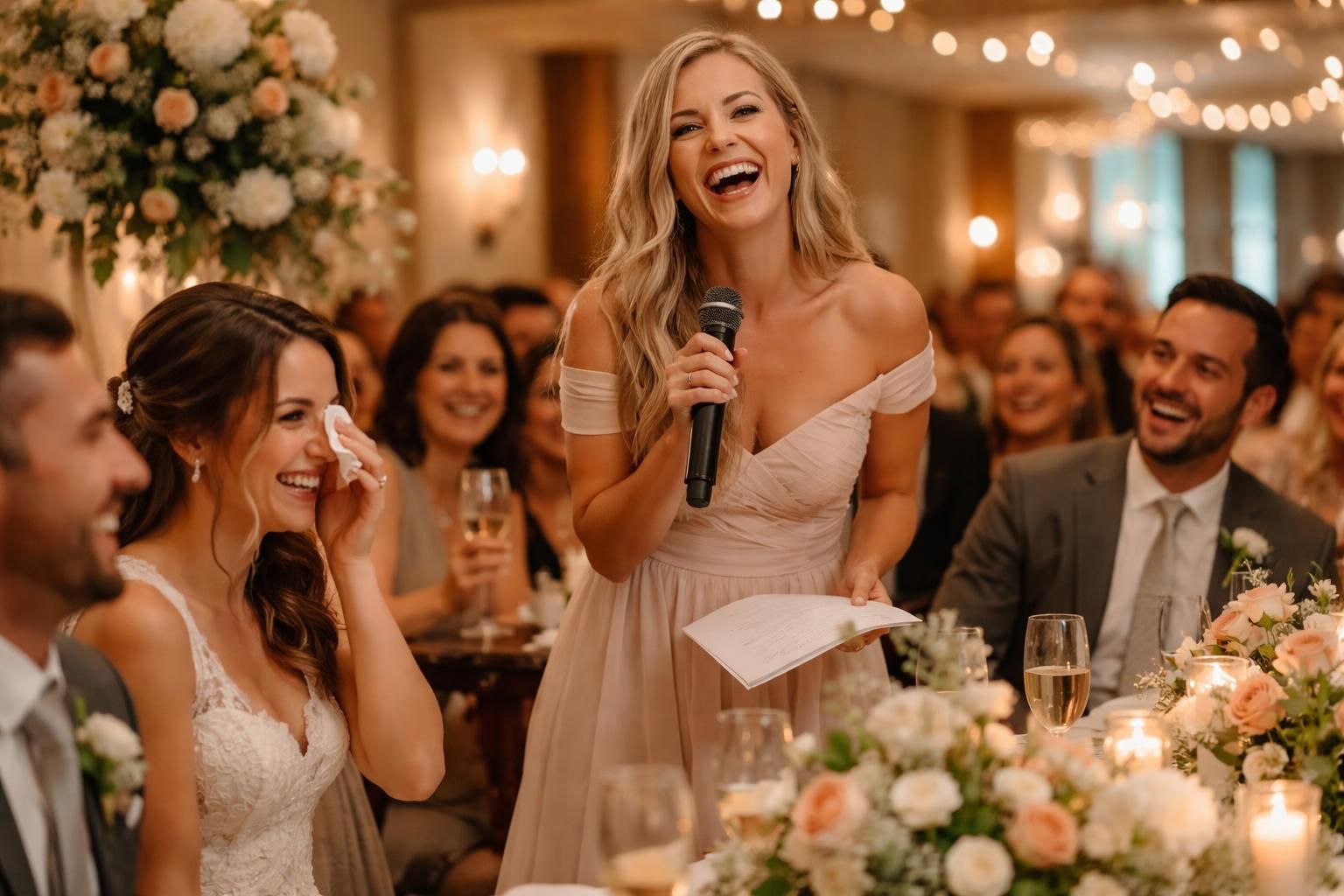 Émotion et humour : le combo gagnant d&rsquo;un discours drôle de meilleure amie pour un mariage