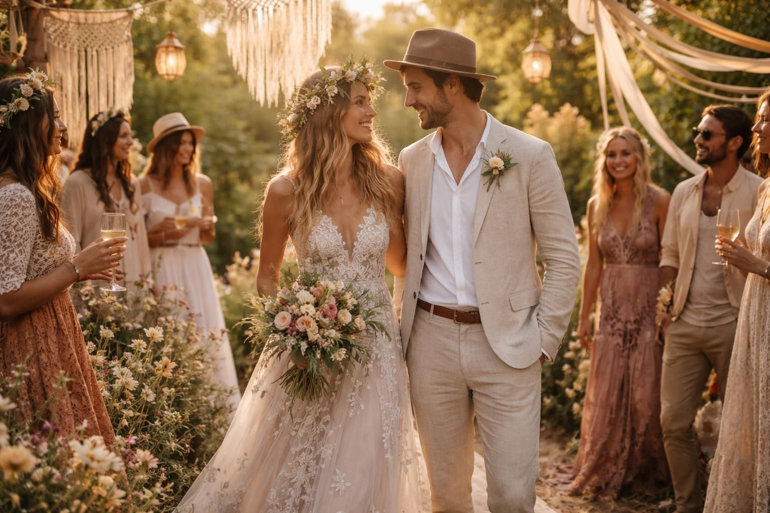 Le style bohème pour un mariage : des tenues à couper le souffle