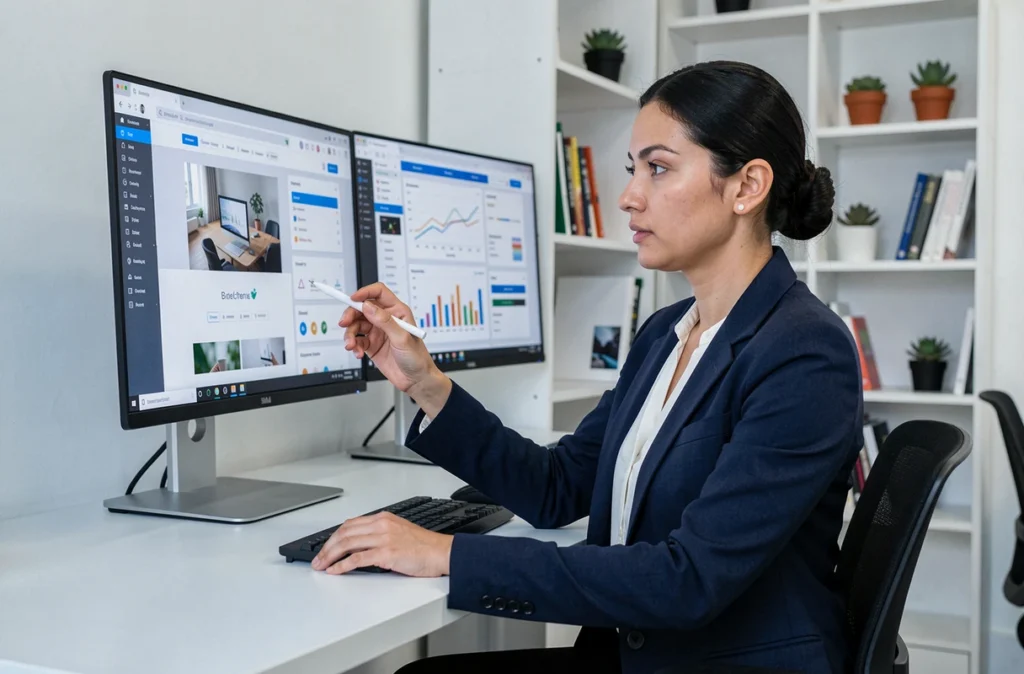 Experte en agence web analysant des données SEO et une refonte de site pour améliorer la visibilité en ligne d'une entreprise