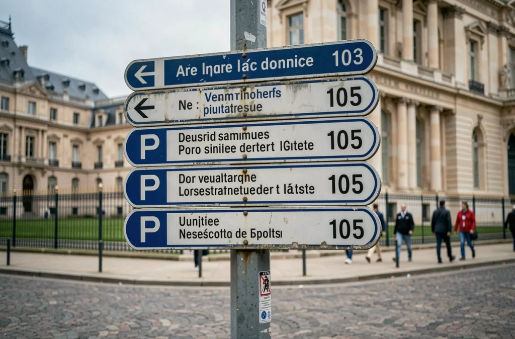 Panneau de signalisation indiquant les parkings gratuits près du château de Versailles